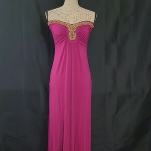 a.n.a Strapless Fuchsia Dress with Gold Accents